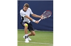 EASTBOURNE, ENGLAND - JUNE 14: Neil Pauffley of Great Britain plays a backhand against Richard Gabb of Great Britain during their Men's Singles qualifying match on day one of the Aegon International at Devonshire Park on June 14, 2014 in Eastbourne, England.  (Photo by Steve Bardens/Getty Images)